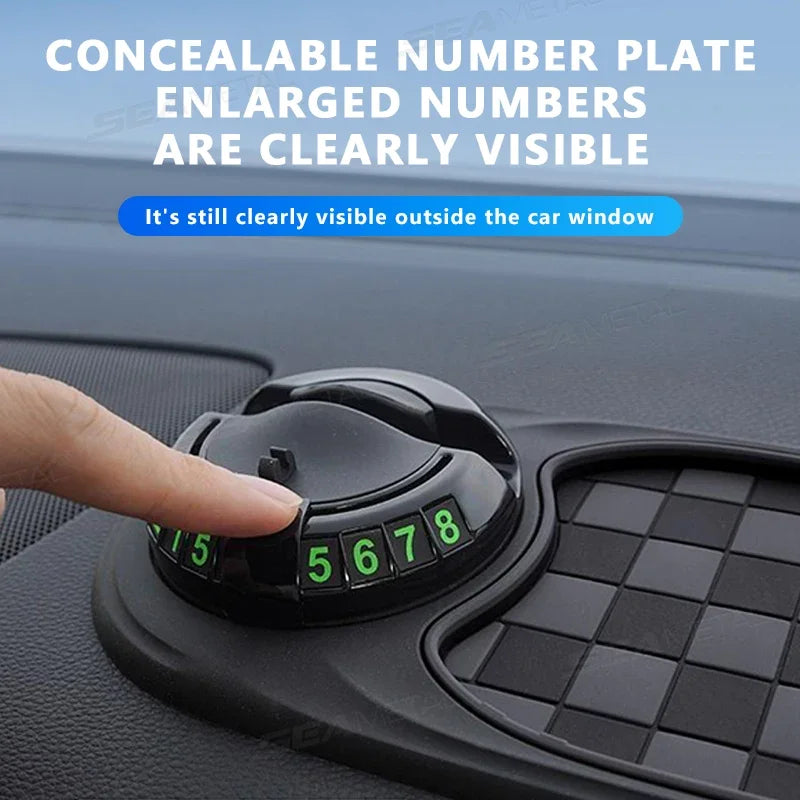 2-in-1 Anti-Slip Dashboard Mat with 360° Rotating Phone Holder – Non-Slip Car Mount with Adhesive Base