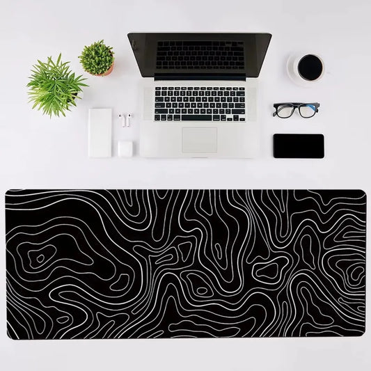 Extended Gaming Mouse Pad – Large Desk Mat with Non-Slip Rubber Base & Topographic Design for Keyboard and Mouse