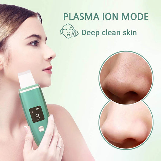Ultrasonic Face Scrubber & EMS Facial Lifting Device – Deep Cleaning, Pore Removal & Skin Tightening