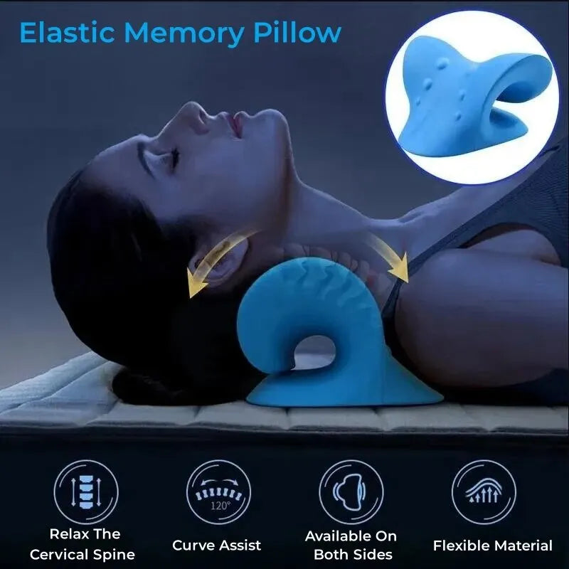Neck and Shoulder Traction Pillow – Cervical Spine Stretcher for Pain Relief, Muscle Relaxation & Posture Correction