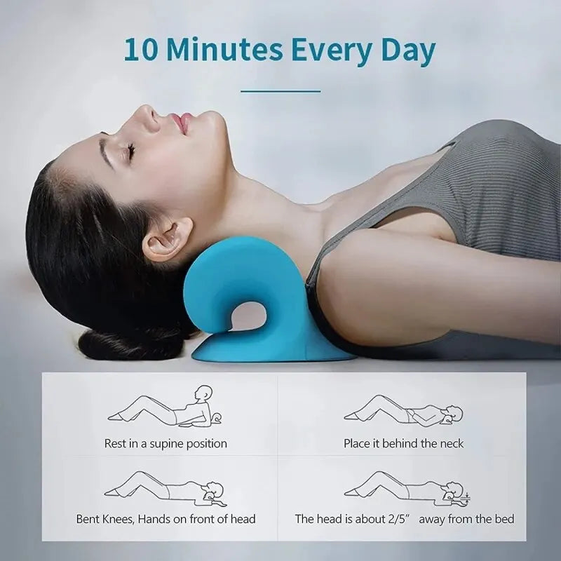 Neck and Shoulder Traction Pillow – Cervical Spine Stretcher for Pain Relief, Muscle Relaxation & Posture Correction