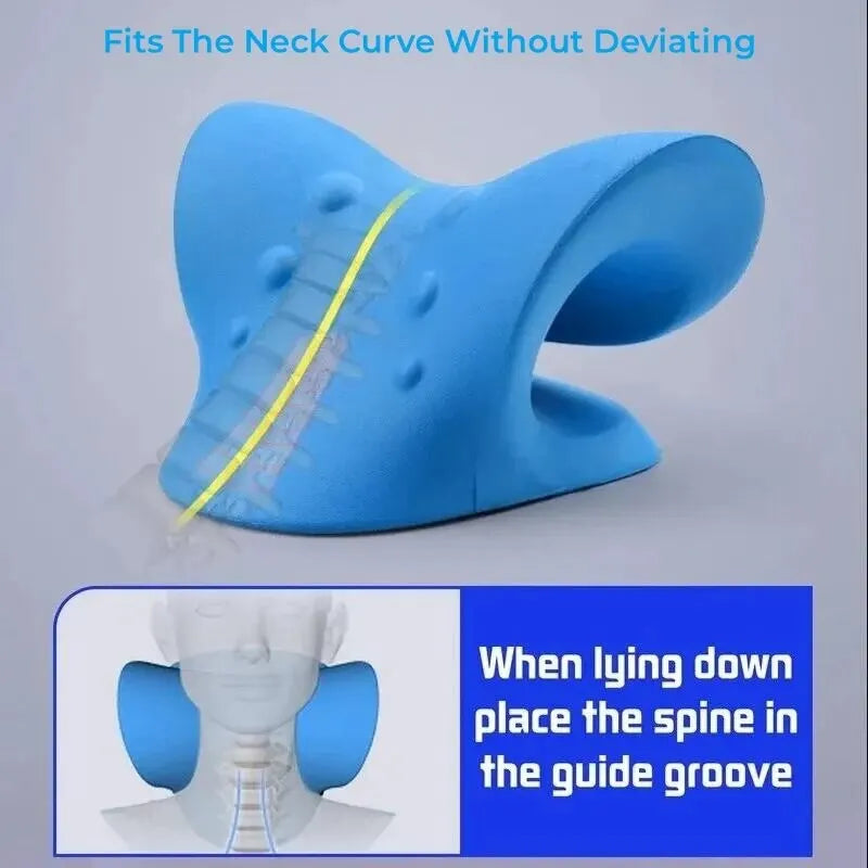 Neck and Shoulder Traction Pillow – Cervical Spine Stretcher for Pain Relief, Muscle Relaxation & Posture Correction