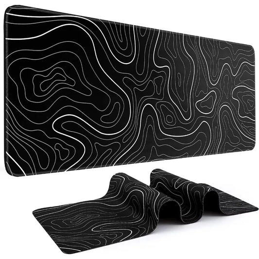 Extended Gaming Mouse Pad – Large Desk Mat with Non-Slip Rubber Base & Topographic Design for Keyboard and Mouse